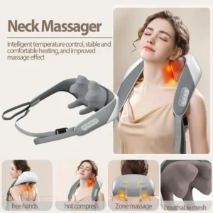 Massagers For Neck&Shoulder With Heat, Neck Massager, Shiatsu Neck&Back Massager With Heat Electric Shoulder Massagers, Deep 5D Kneading Simulated Manual Massage(32L X 8W X 8H Centimeters)