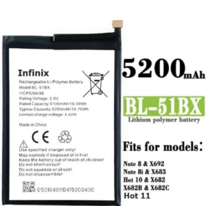 Original Battery For Infinix Hot 10 (BL-51BX) 5200mAh- 6 months warranty