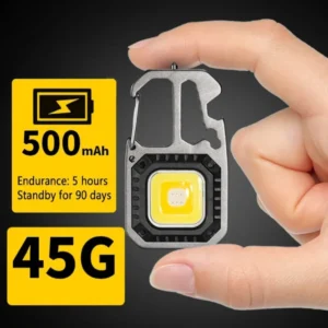 Mini LED Flashlight Rechargeable Keychain Light Outdoor Camping Light Portable Pocket Wrench Screwdriver Safety Hammer