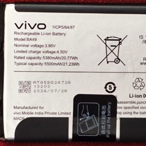 100% Original Vivo V40 5G Battery BA49 – 5500mAh- 6 months warranty