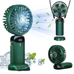 UGSTORE Hand Fan Mini Handheld Fan 3000mAh Rechargeable with 5 Speeds, Battery Operated Mini Fan Foldable Desk Desktop Fans with LED Display for Home Office Bedroom Outdoor Travel