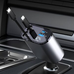 UGSTORE Car Charger,4 in 1 Dual Port Car Phone Charger,PD Fast Charging Car Charger Compatible with iPhone 15/14/13/12/Pro Max/Plus/Pro/Galaxy S24/S23/Pixel/Huawei/Xiaomi(TypeC&Lightning)