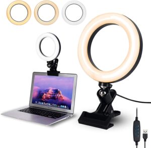 UGSTORE Video Conference 6.2'' LED Ring Light Clip Clamp for Computer, Laptop Video Conference