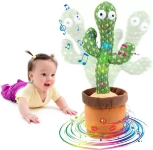 UGSTORE Dancing Cactus Toy, Talking Repeat Singing Sunny Cactus Toy 120 Songs for Baby + Record Your Sound, Sing+Repeat+Dancing+LED light plant toys for kids (Green)