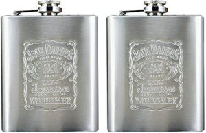 UGSTORE Stainless Steel Hip Flask 7 Oz, Design Engraved - Alcoholic Beverage Holder (2 Pieces) (Material: Stainless Steel, Capacity: 7Oz / 207 ml)